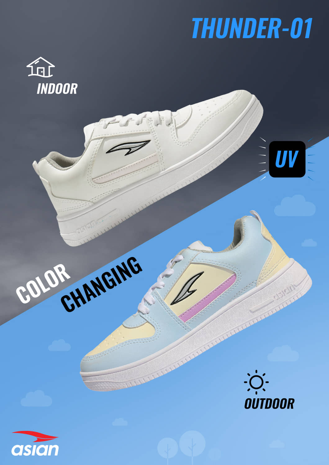 ASIAN THUNDER-01N White Men's Sneakers - Casual Shoes | Buy online on ZillyBuy