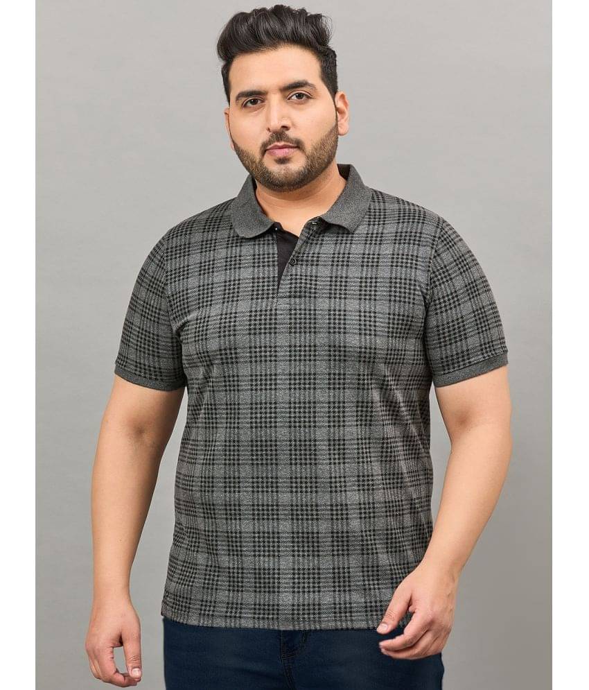 AUSTIVO Pack of 1 Cotton Blend Regular Fit Checks Half Sleeves Men's Polo T Shirt ( Grey ) AUSTIVO Pack of 1 Cotton Blend Regular Fit Checks Half Sleeves Men's Polo T Shirt ( Grey )