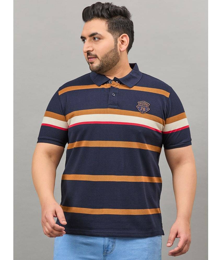     			AUSTIVO Pack of 1 Cotton Blend Regular Fit Striped Half Sleeves Men's Polo T Shirt ( Grey )
