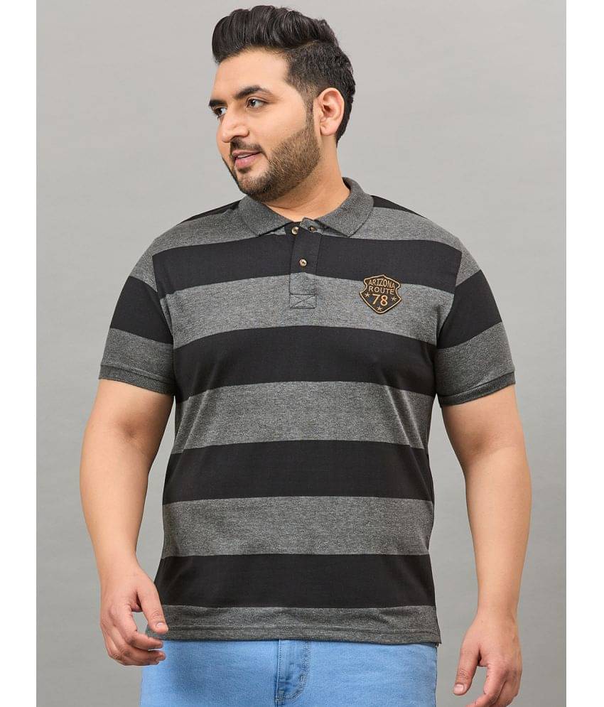 AUSTIVO Pack of 1 Cotton Blend Regular Fit Striped Half Sleeves Men's Polo T Shirt ( Grey ) AUSTIVO Pack of 1 Cotton Blend Regular Fit Striped Half Sleeves Men's Polo T Shirt ( Grey )