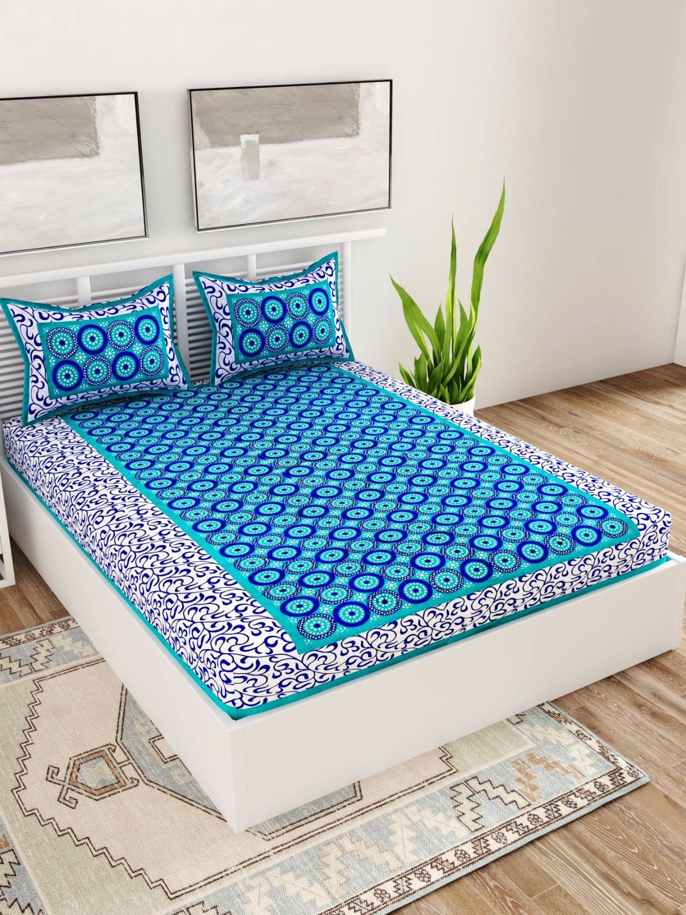     			Uniqchoice Cotton King Bedsheet ( Blue )