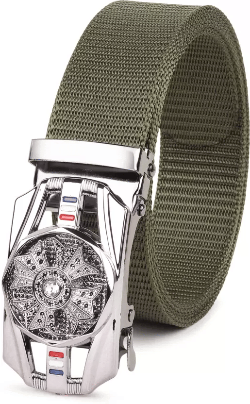 Clock21 - Gold Nylon Men's Casual Belt ( Pack of 1 )