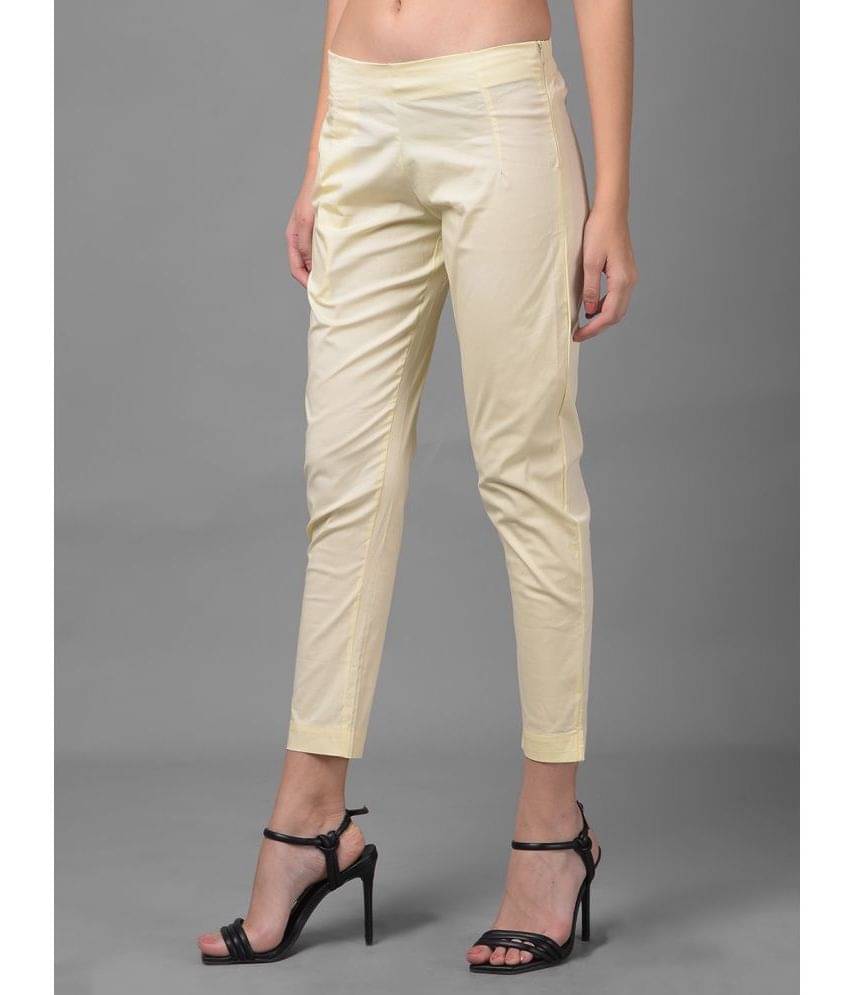     			Dollar Missy Cream Cotton Blend Slim Women's Casual Pants ( Pack of 1 )