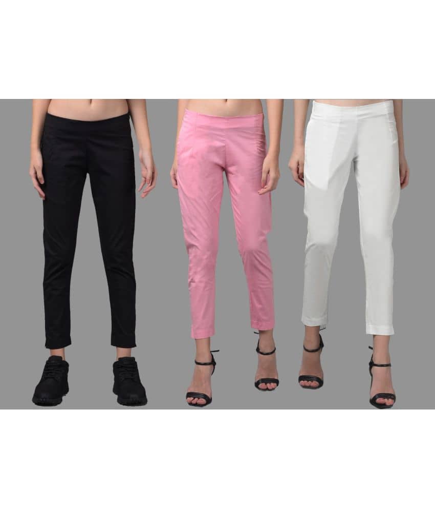 Dollar Missy Multi Color Cotton Blend Slim Women's Casual Pants ( Pack of 3 ) - Trousers | Buy online on ZillyBuy