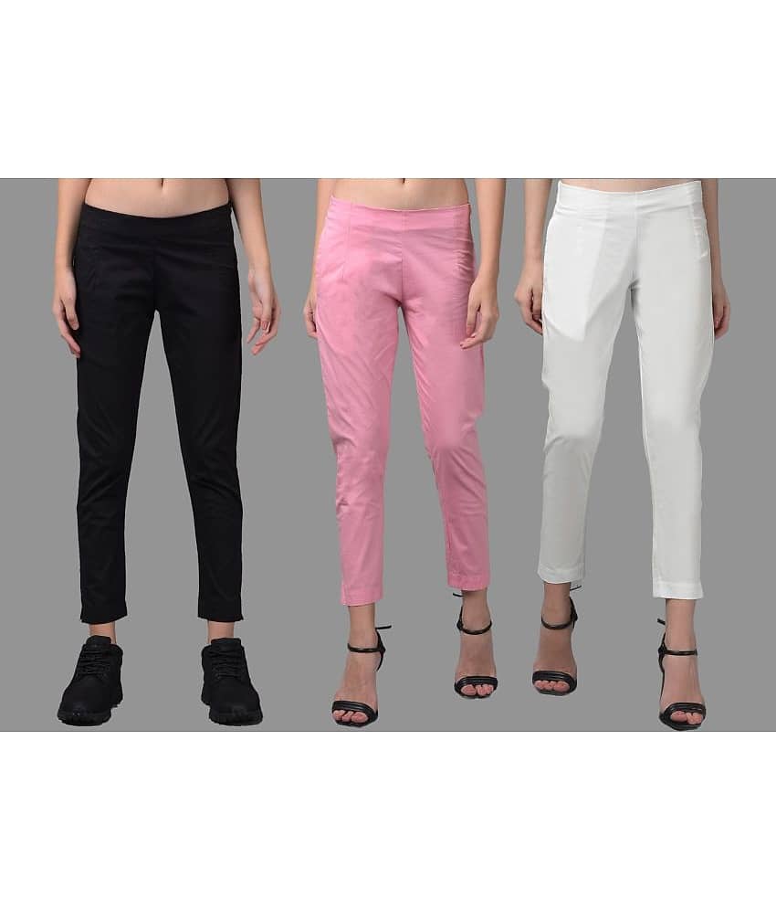 Dollar Missy Multi Color Cotton Blend Slim Women's Casual Pants ( Pack of 3 ) - Trousers | Buy online on ZillyBuy