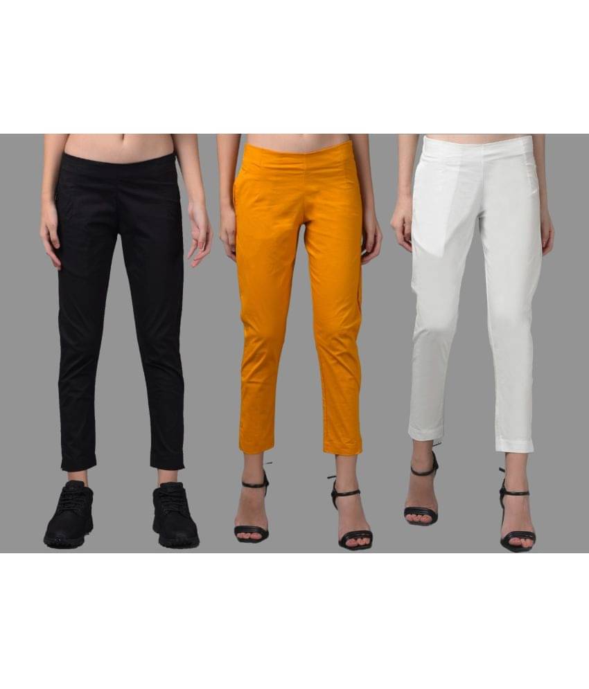     			Dollar Missy Multi Color Cotton Blend Slim Women's Casual Pants ( Pack of 3 )