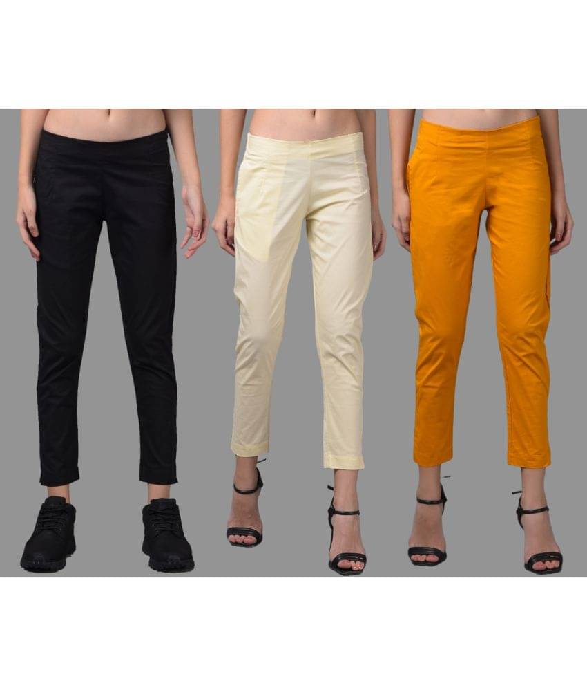     			Dollar Missy Multi Color Cotton Blend Slim Women's Casual Pants ( Pack of 3 )