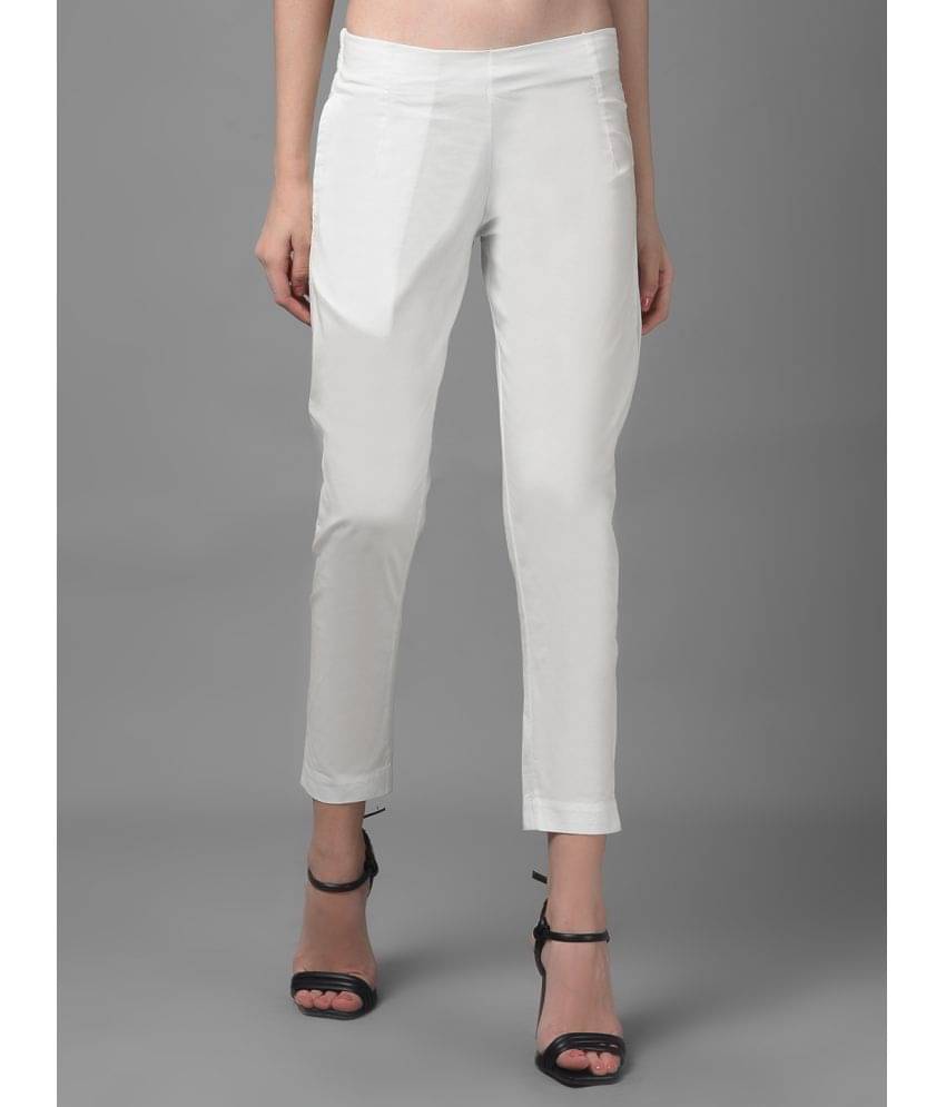     			Dollar Missy White Cotton Blend Slim Women's Casual Pants ( Pack of 1 )