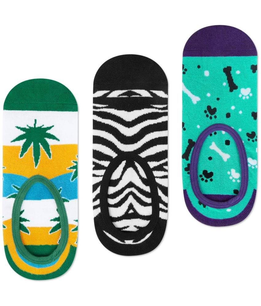     			Dynamocks Cotton Blend Men's Printed MultiColor No Show Socks ( Pack of 3 )