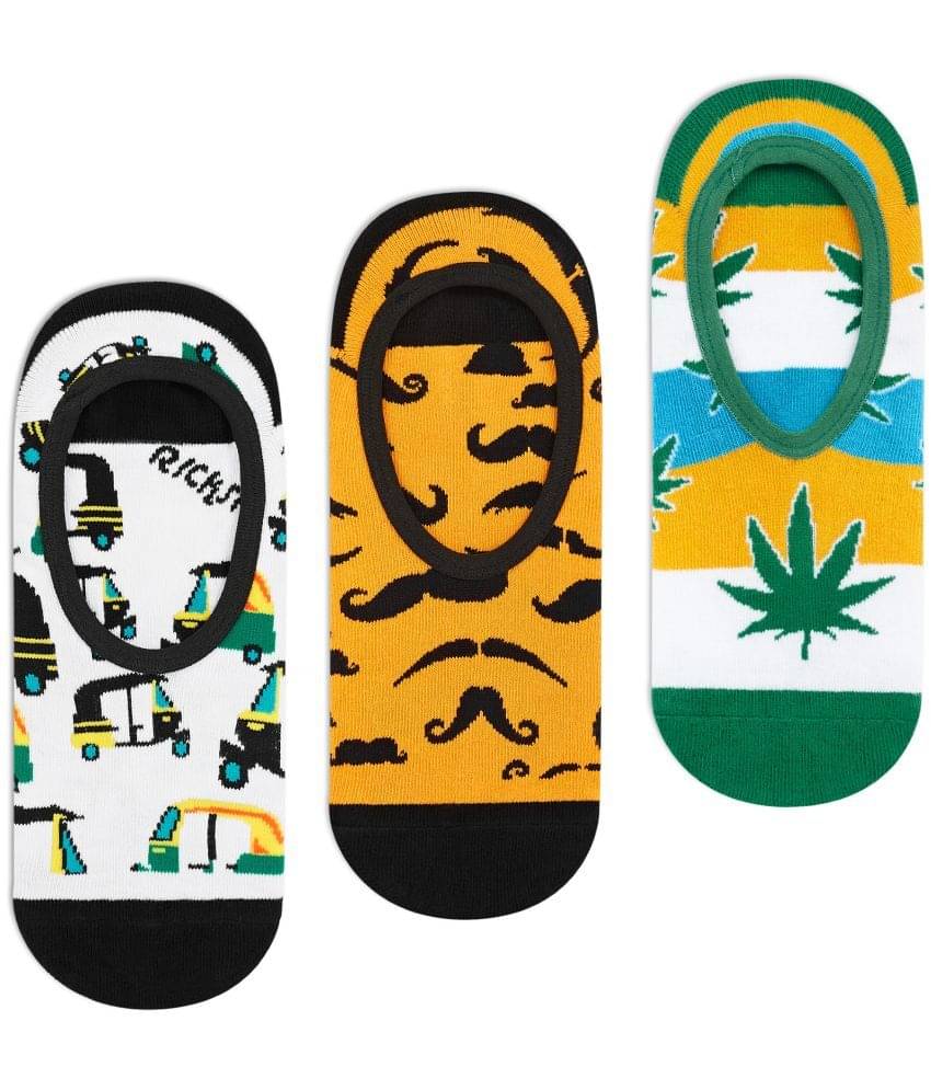 Dynamocks Cotton Blend Men's Printed MultiColor No Show Socks ( Pack of 3 ) Dynamocks Cotton Blend Men's Printed MultiColor No Show Socks ( Pack of 3 )