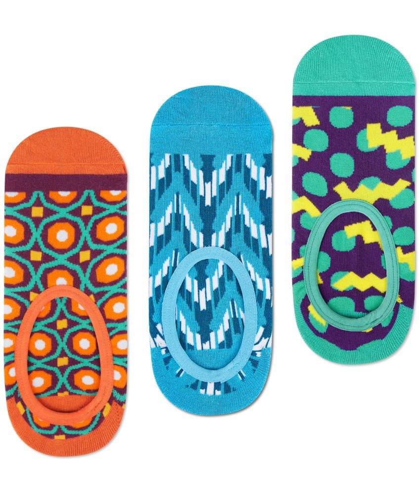 Dynamocks Cotton Blend Men's Printed MultiColor No Show Socks ( Pack of 3 )     			Dynamocks Cotton Blend Men's Printed MultiColor No Show Socks ( Pack of 3 )