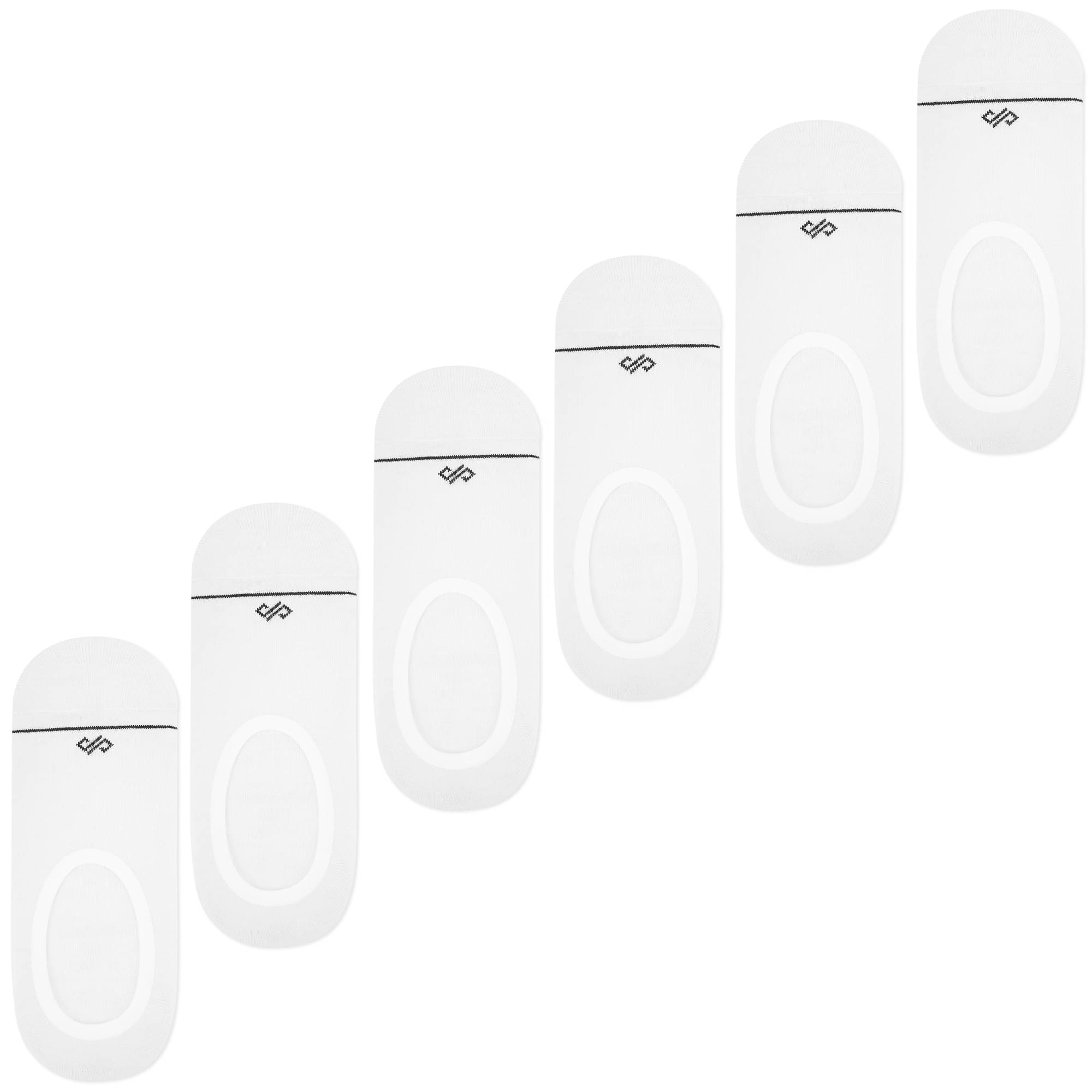     			Dynamocks Cotton Blend Men's Solid White No Show Socks ( Pack of 6 )