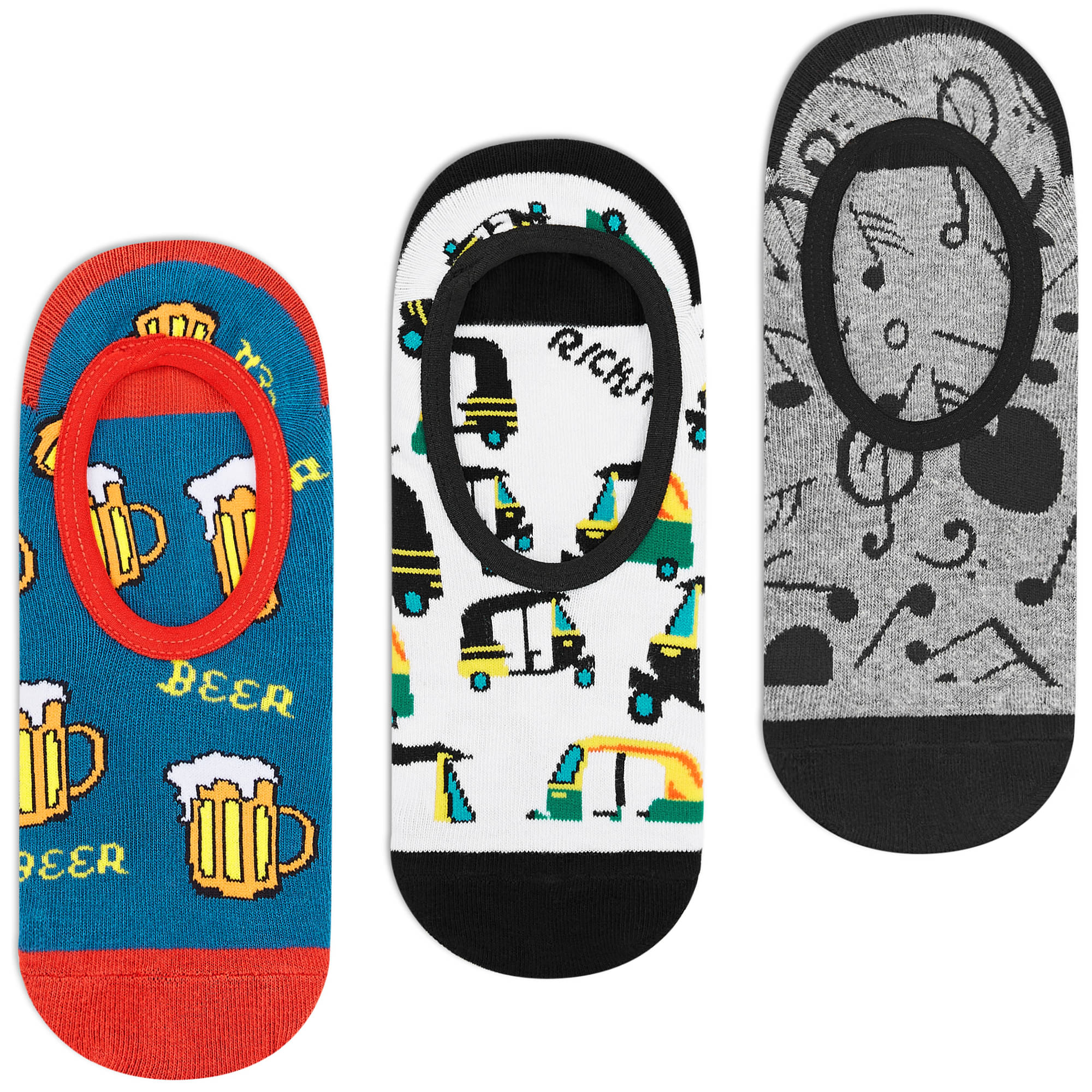 Dynamocks Cotton Blend Men's Printed MultiColor No Show Socks ( Pack of 3 )     			Dynamocks Cotton Blend Men's Printed MultiColor No Show Socks ( Pack of 3 )