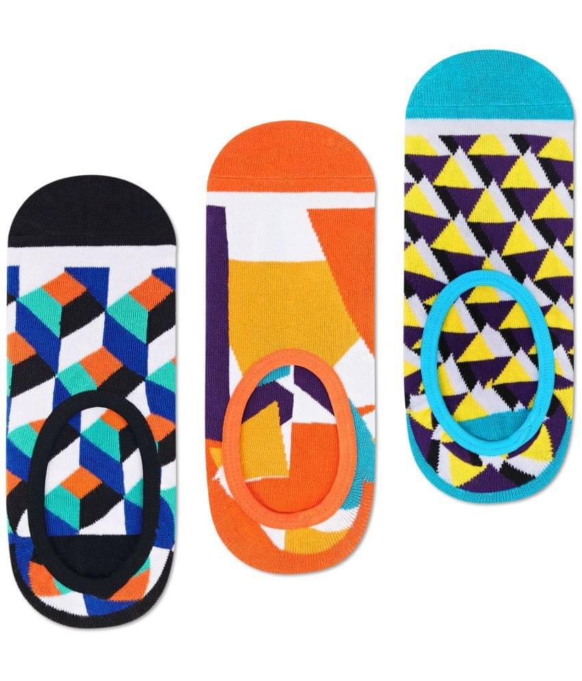     			Dynamocks Cotton Blend Men's Printed MultiColor No Show Socks ( Pack of 3 )