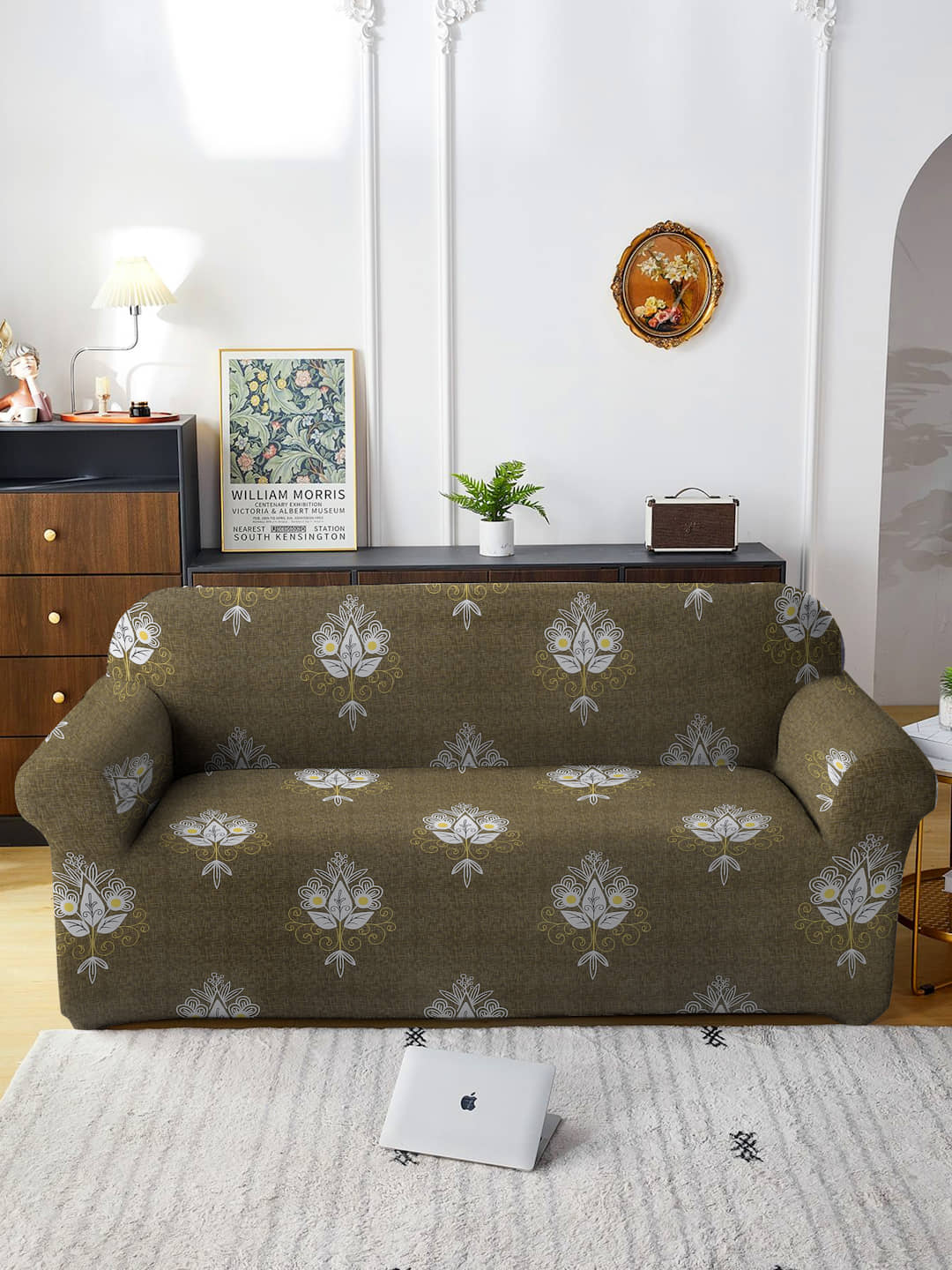 Cortina 3 Seater Polyester Sofa Cover ( Pack of 1 )
