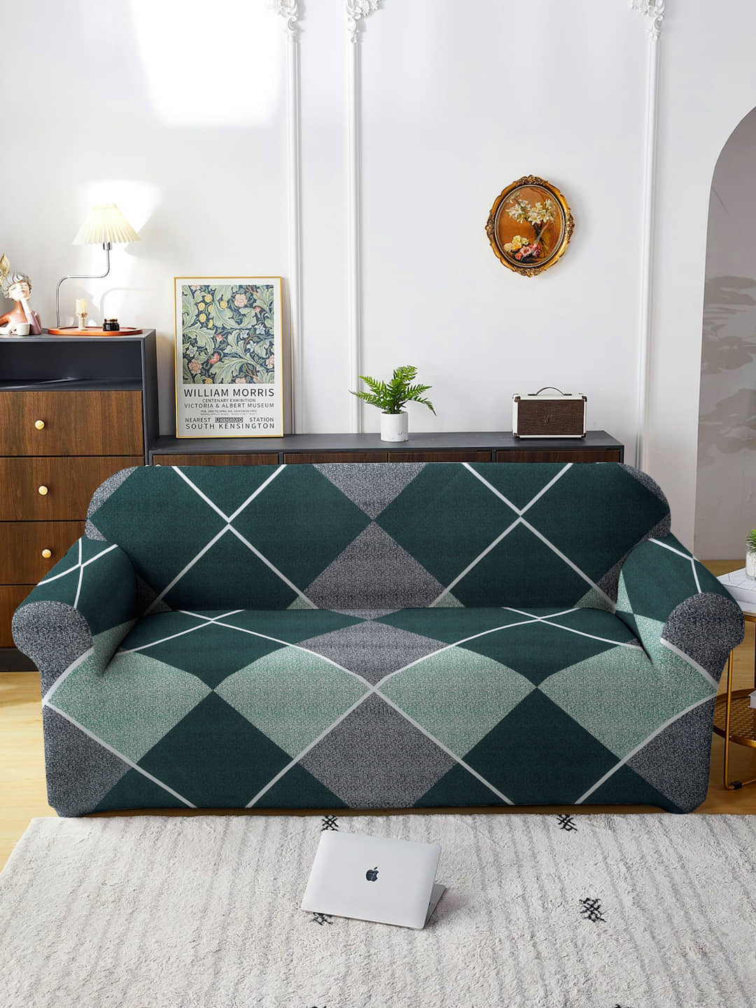 Cortina 3 Seater Polyester Sofa Cover ( Pack of 1 )