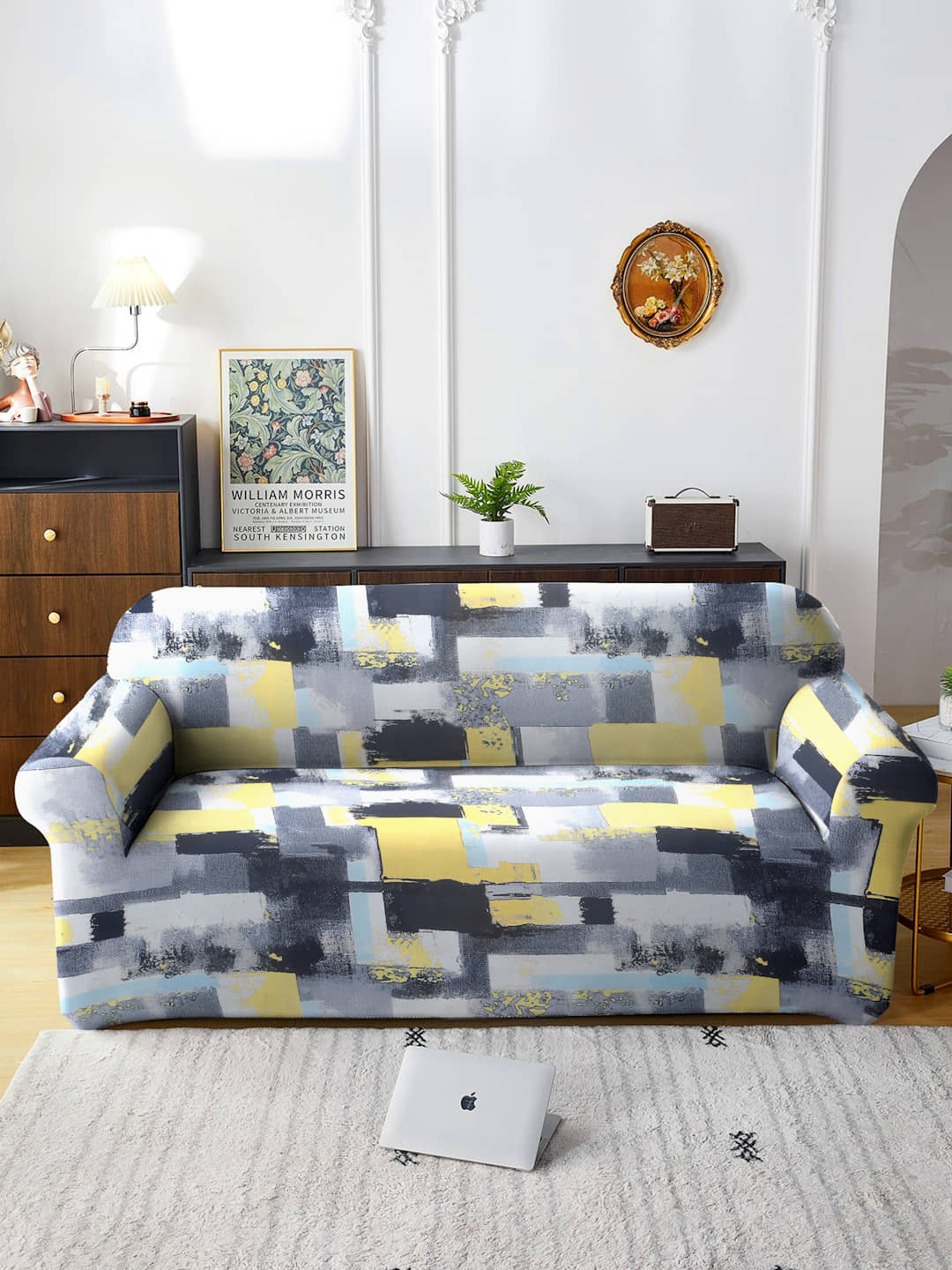 Cortina 3 Seater Polyester Sofa Cover ( Pack of 1 )