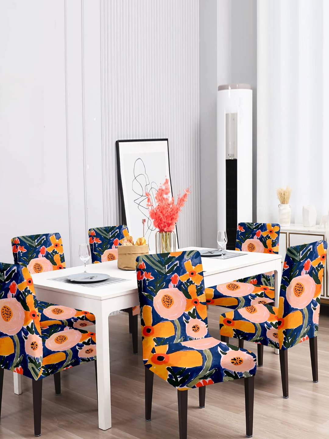     			Cortina 6 Seater Polyester Chair Cover ( Pack of 6 )