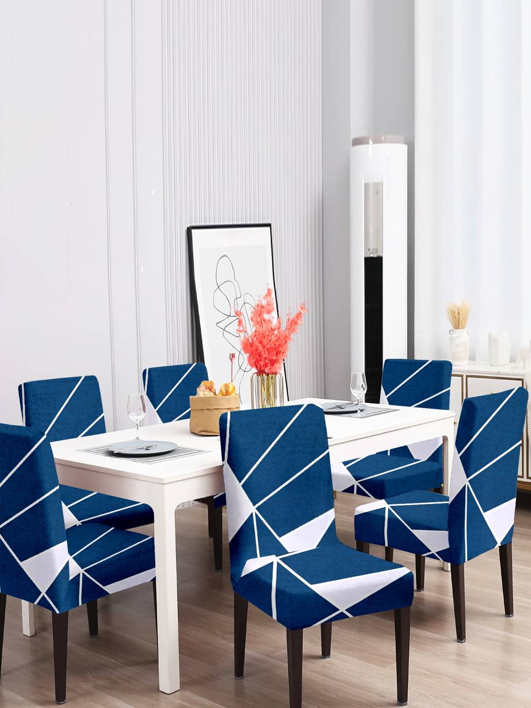     			Cortina 6 Seater Polyester Chair Cover ( Pack of 6 )