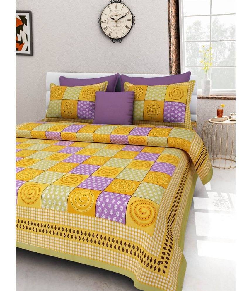     			Uniqchoice Cotton 1 Double Bedsheet with 1 Pillow Cover ( Green )