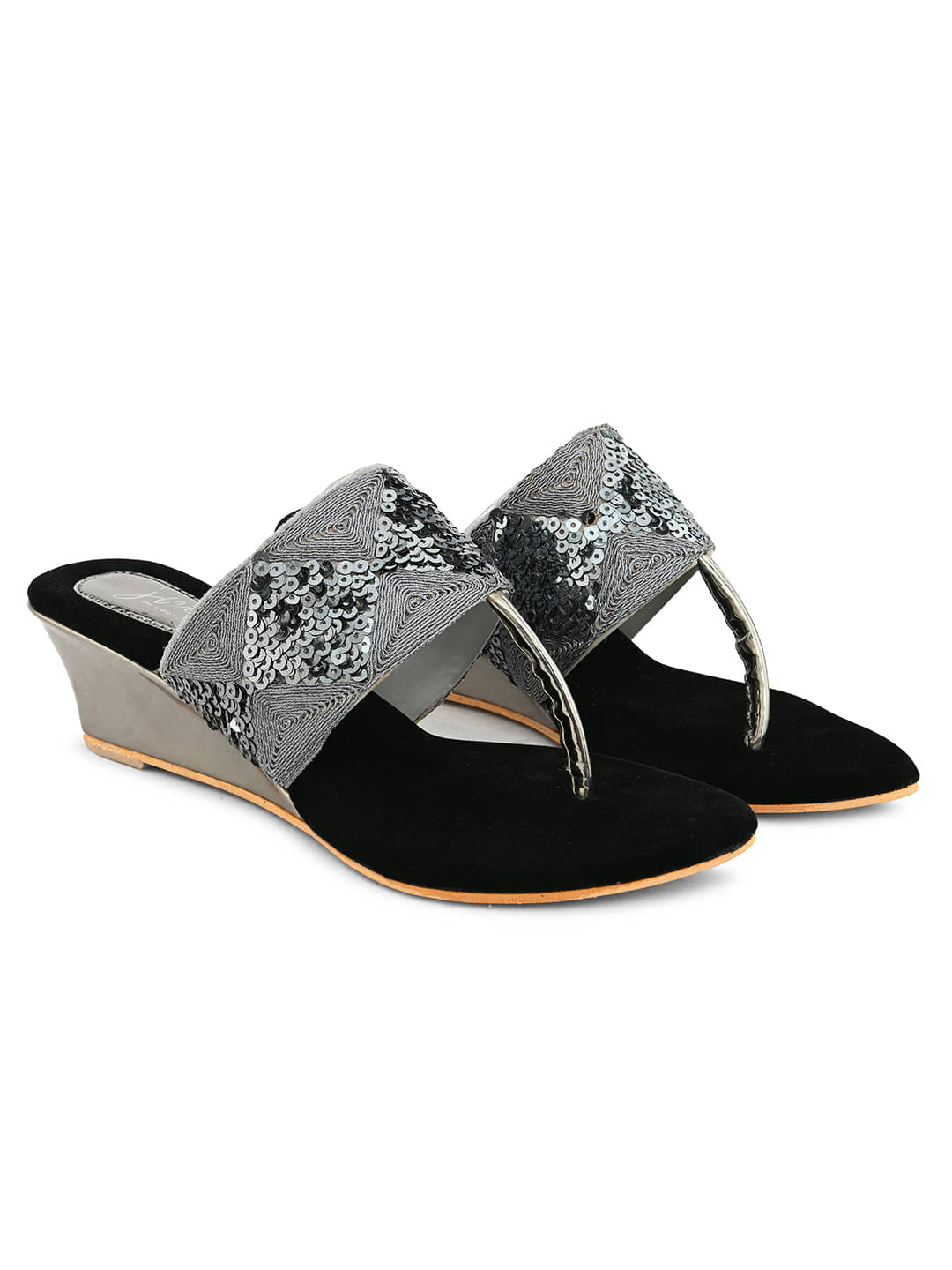     			JM Looks Dark Grey Women's Sandal Heels