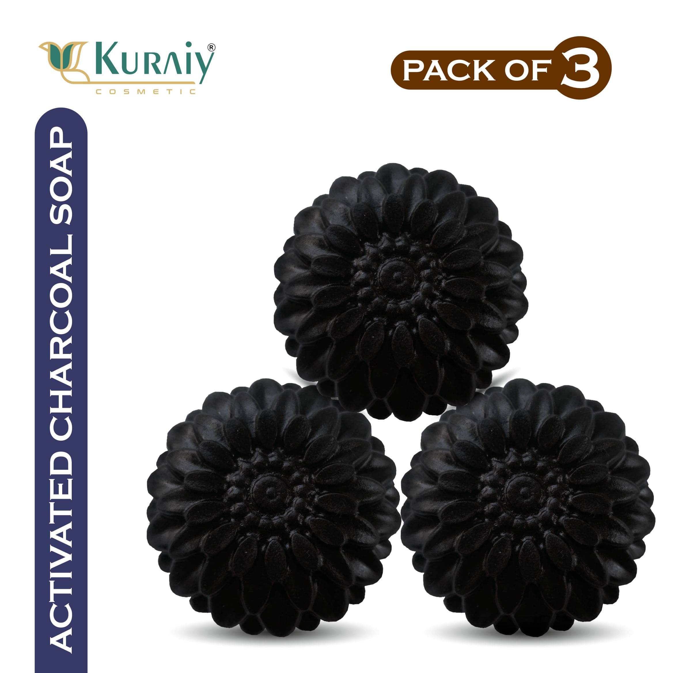 Kuraiy Activated Charcoal Deep Cleansing Bath Soap, 100g (Pack of 3) (3x 100 g) Kuraiy Activated Charcoal Deep Cleansing Bath Soap, 100g (Pack of 3) (3x 100 g)