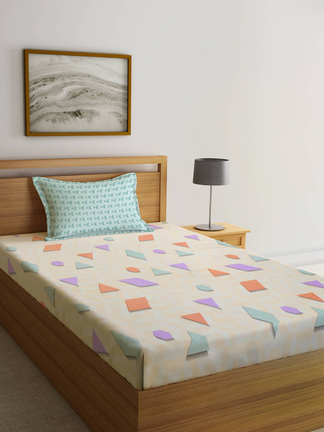     			Klotthe Poly Cotton 1 Single Bedsheet with 1 Pillow Cover ( Peach )