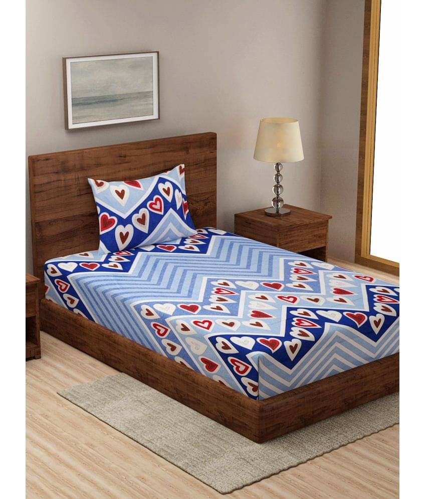 Klotthe Poly Cotton 1 Single Bedsheet with 1 Pillow Cover ( Indigo ) Klotthe Poly Cotton 1 Single Bedsheet with 1 Pillow Cover ( Indigo )