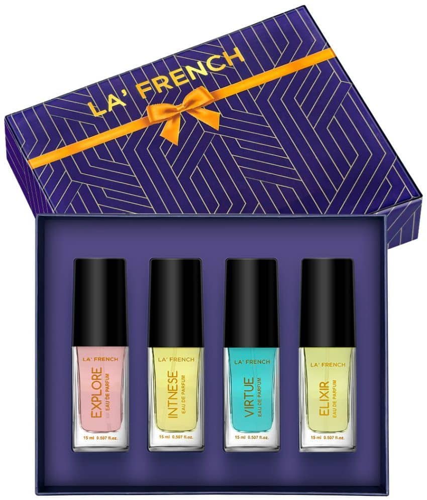 LA FRENCH Eau De Parfum (EDP) Fruity,Fresh,Floral Strong -Fragrance For Men,Women ( Pack of 4 )