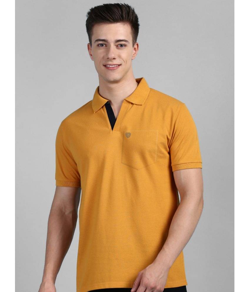 Lux Cozi Cotton Regular Fit Solid Half Sleeves Men's Polo T Shirt - Mustard ( Pack of 1 )     			Lux Cozi Cotton Regular Fit Solid Half Sleeves Men's Polo T Shirt - Mustard ( Pack of 1 )