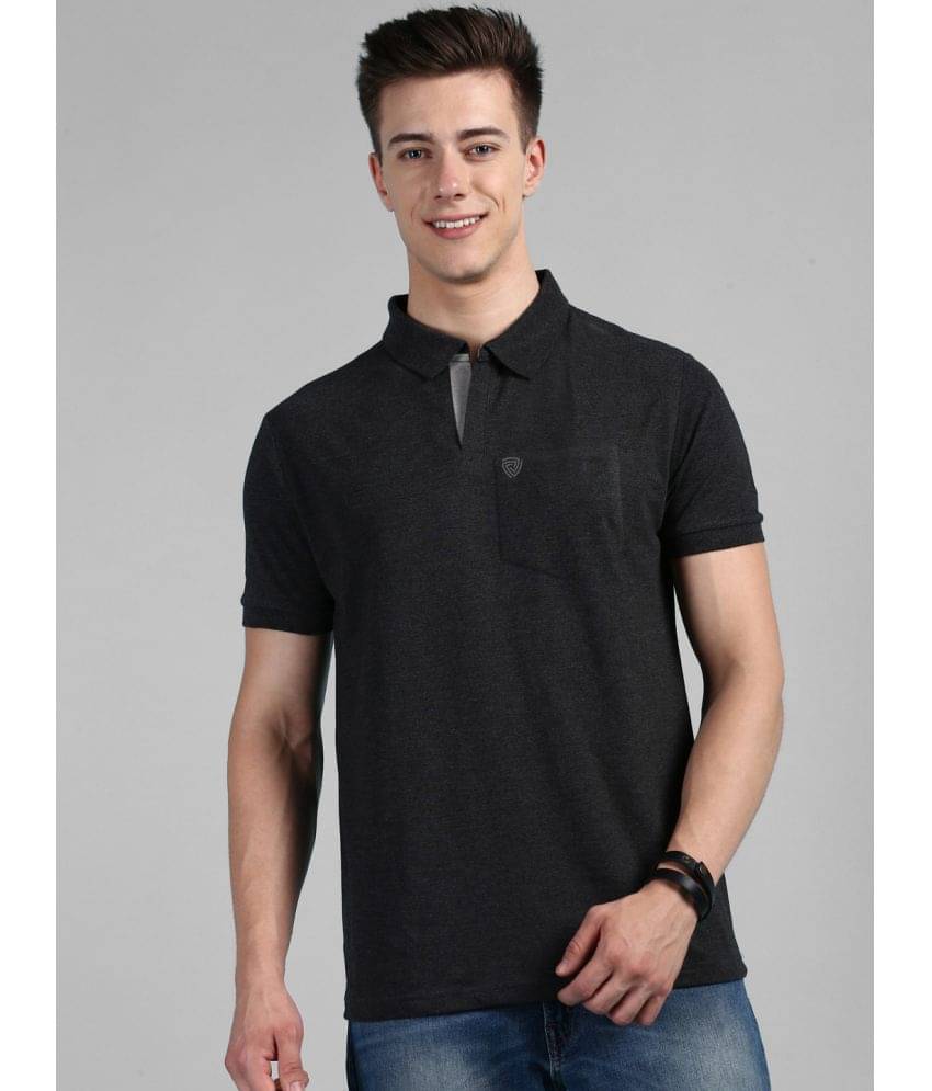     			Lux Cozi Cotton Regular Fit Self Design Half Sleeves Men's Polo T Shirt - Charcoal Grey ( Pack of 1 )