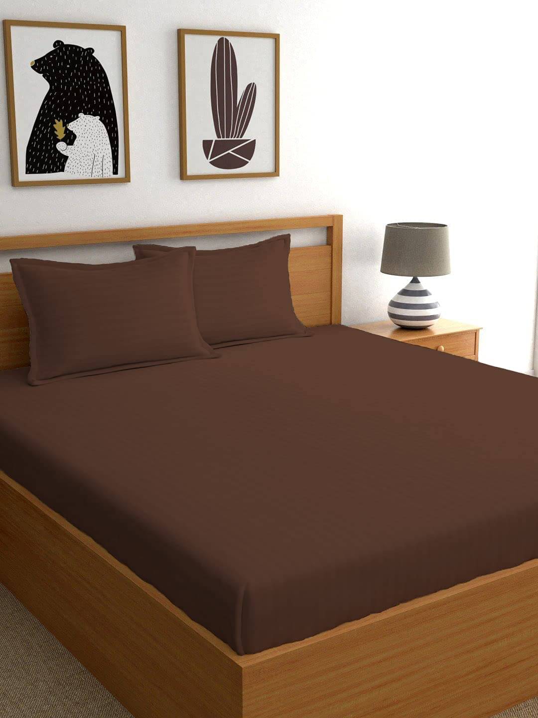 Neekshaa Satin 1 Double Bedsheet with 2 Pillow Covers ( Brown ) Neekshaa Satin 1 Double Bedsheet with 2 Pillow Covers ( Brown )