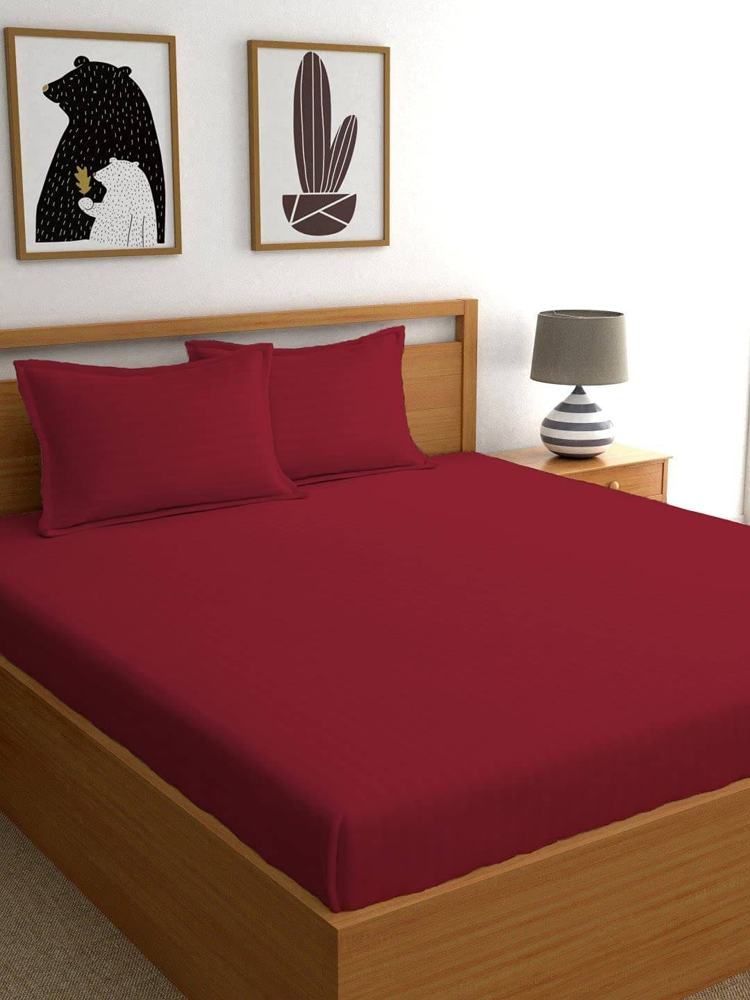     			Neekshaa Satin 1 Double Bedsheet with 2 Pillow Covers ( Red )
