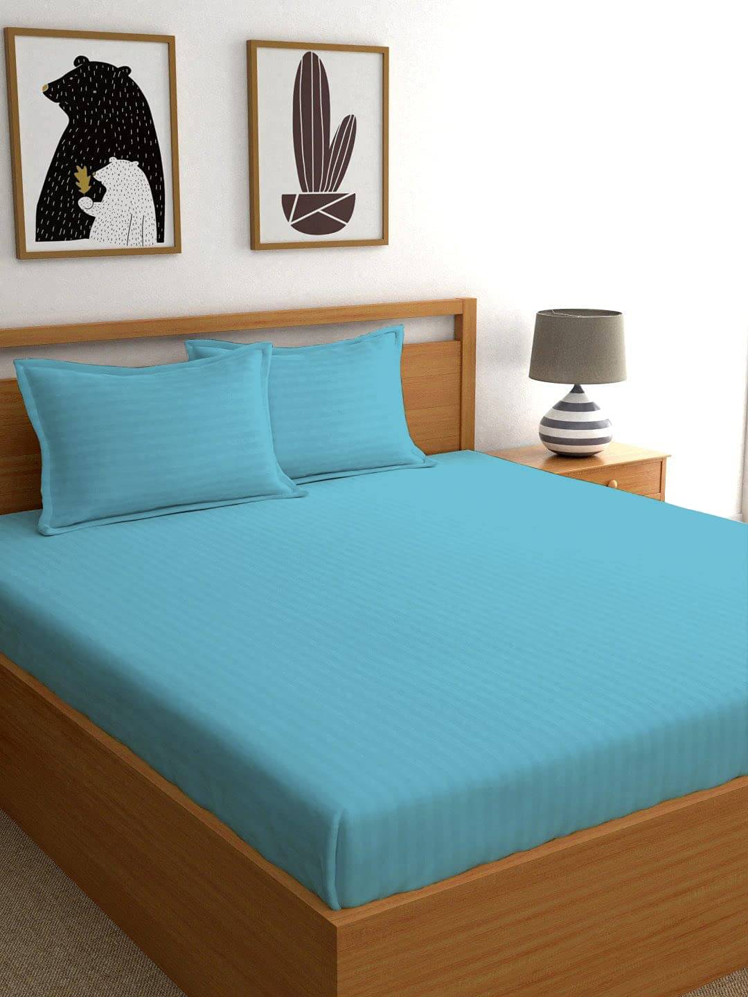     			Neekshaa Satin 1 Double Bedsheet with 2 Pillow Covers ( Sky Blue )