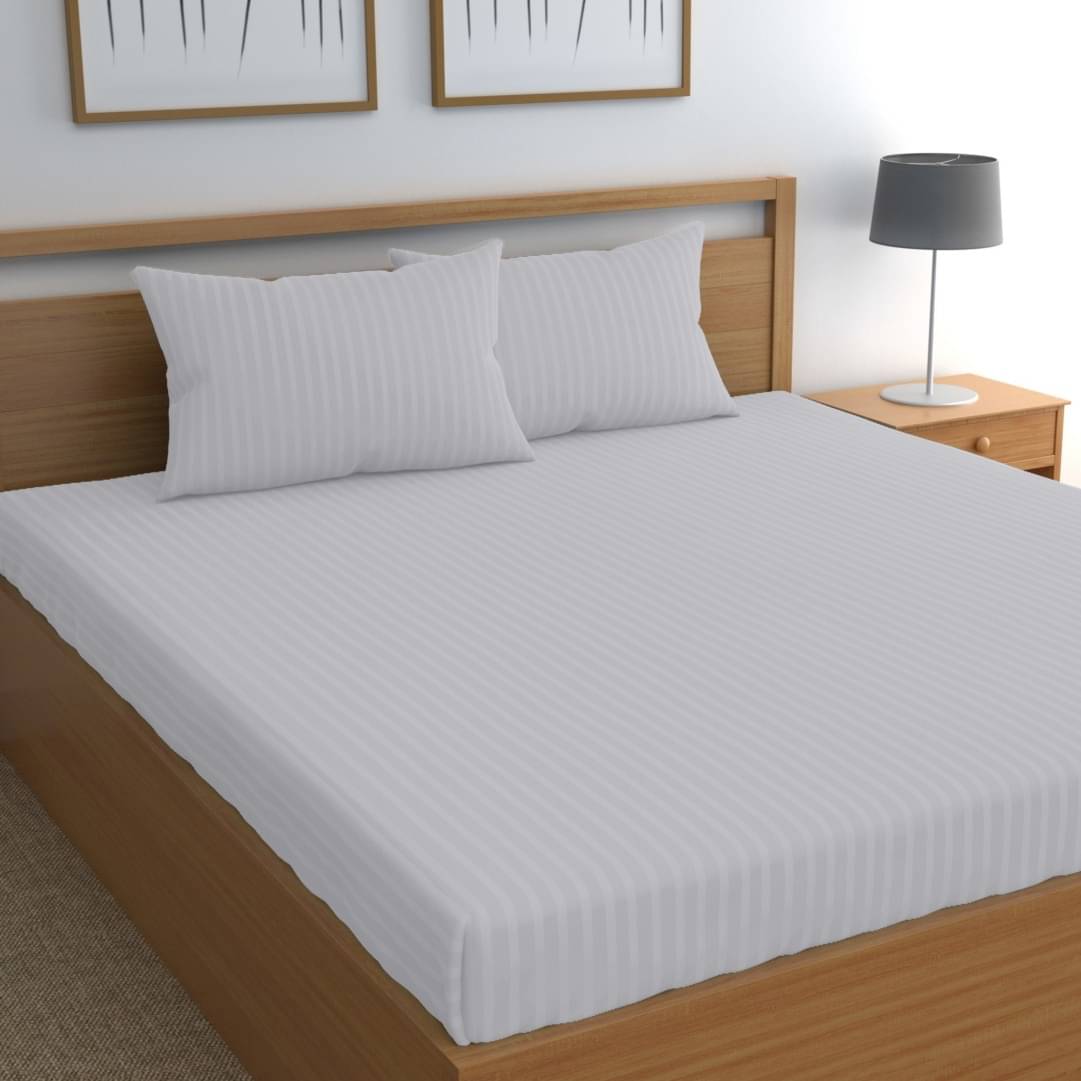     			Neekshaa Satin 1 Double Bedsheet with 2 Pillow Covers ( White )