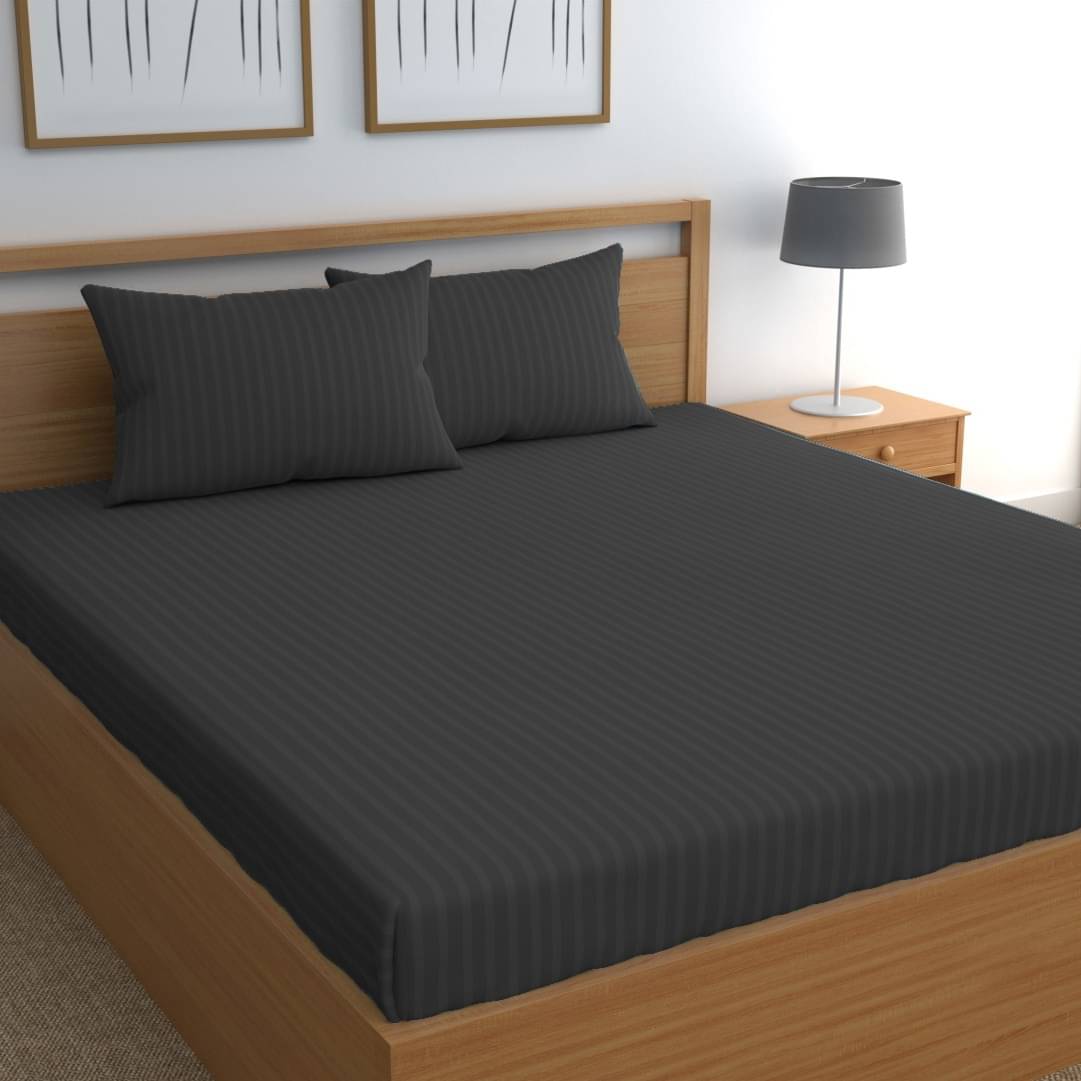     			Neekshaa Satin 1 Double Bedsheet with 2 Pillow Covers ( Grey )