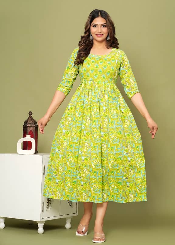Nevisha Style Green Cotton Maternity Kurta Single