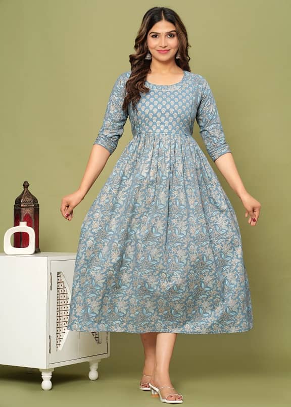 Nevisha Style Grey Cotton Maternity Kurta Single