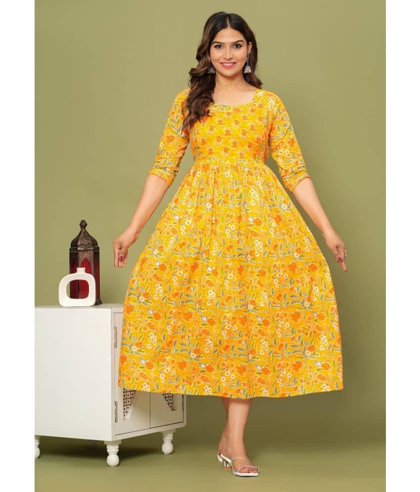 Nevisha Style Yellow Cotton Maternity Kurta Single