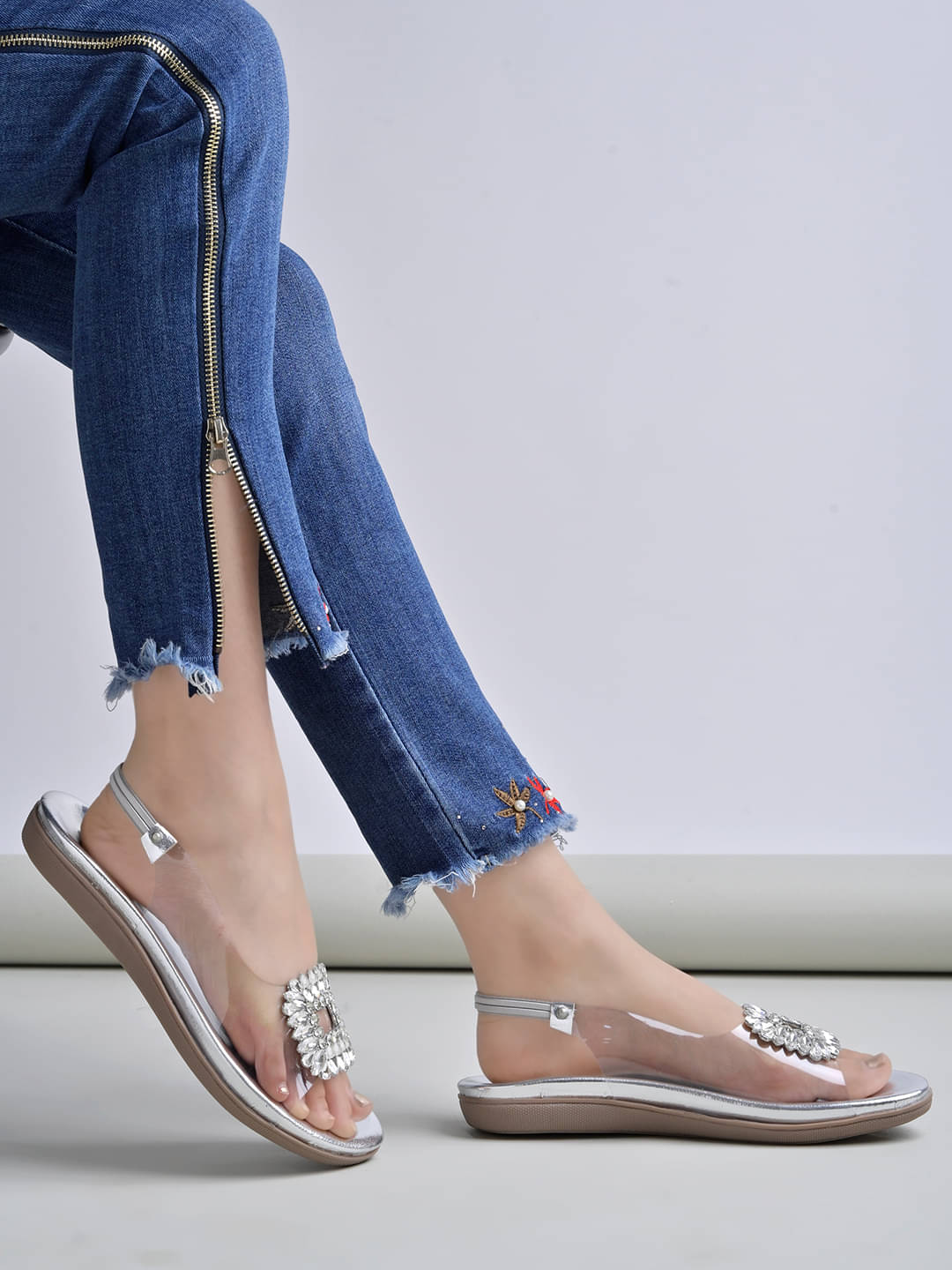     			Shoetopia Silver Women's Flats