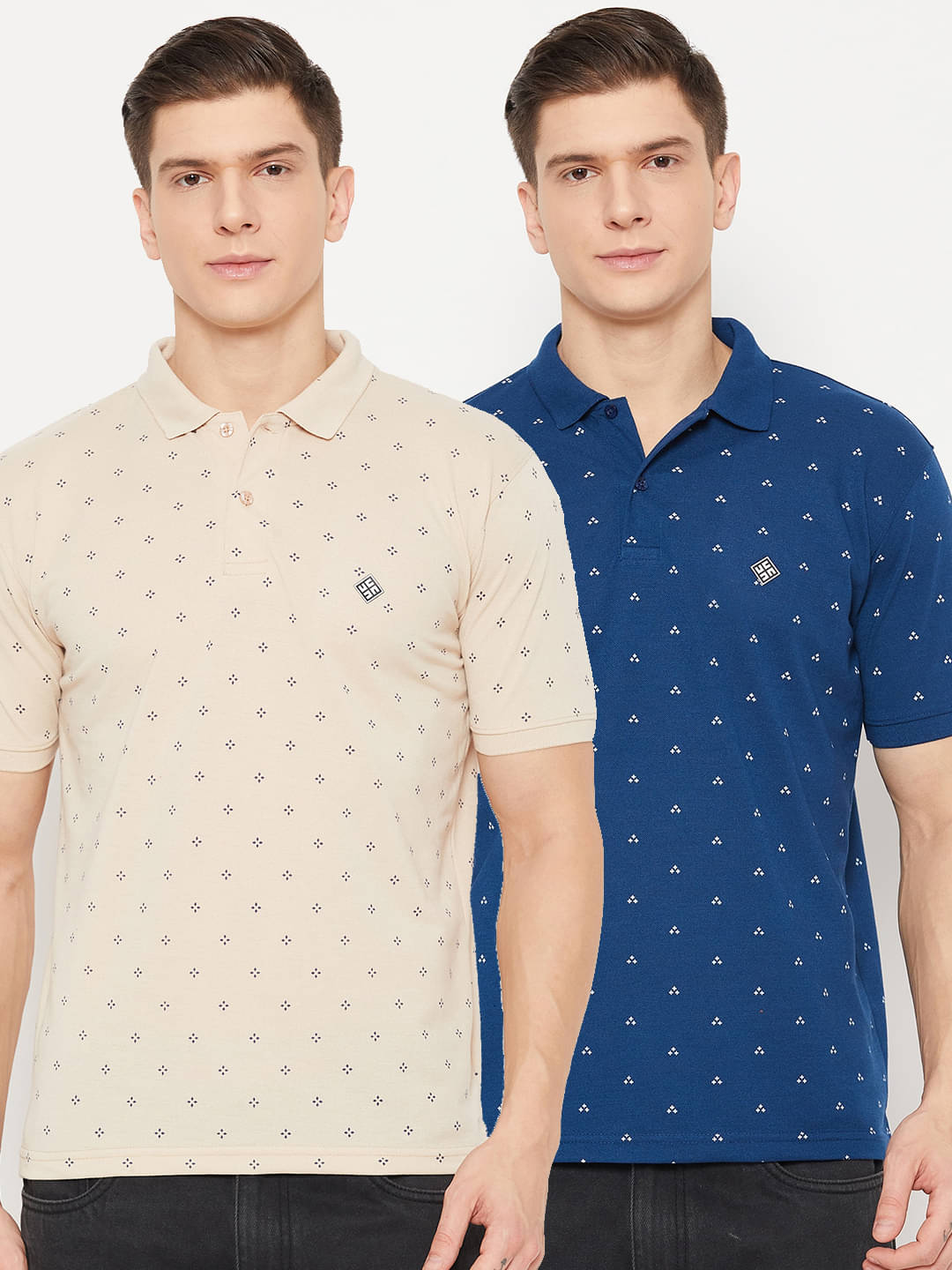 UBX Pack of 2 Polyester Regular Fit Printed Half Sleeves Men's Polo T Shirt ( Beige ) UBX Pack of 2 Polyester Regular Fit Printed Half Sleeves Men's Polo T Shirt ( Beige )