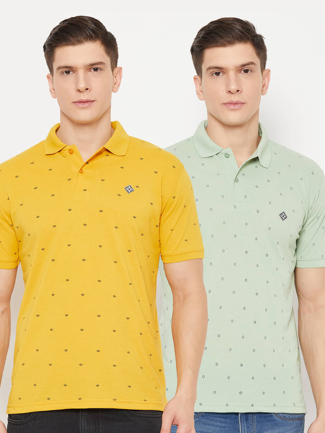 UBX Pack of 2 Polyester Regular Fit Printed Half Sleeves Men's Polo T Shirt ( Mustard ) UBX Pack of 2 Polyester Regular Fit Printed Half Sleeves Men's Polo T Shirt ( Mustard )