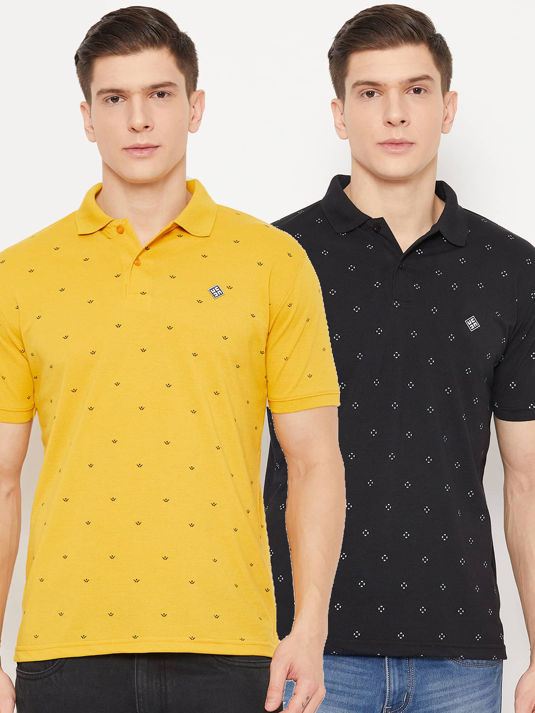 UBX Pack of 2 Polyester Regular Fit Printed Half Sleeves Men's Polo T Shirt ( Mustard ) UBX Pack of 2 Polyester Regular Fit Printed Half Sleeves Men's Polo T Shirt ( Mustard )