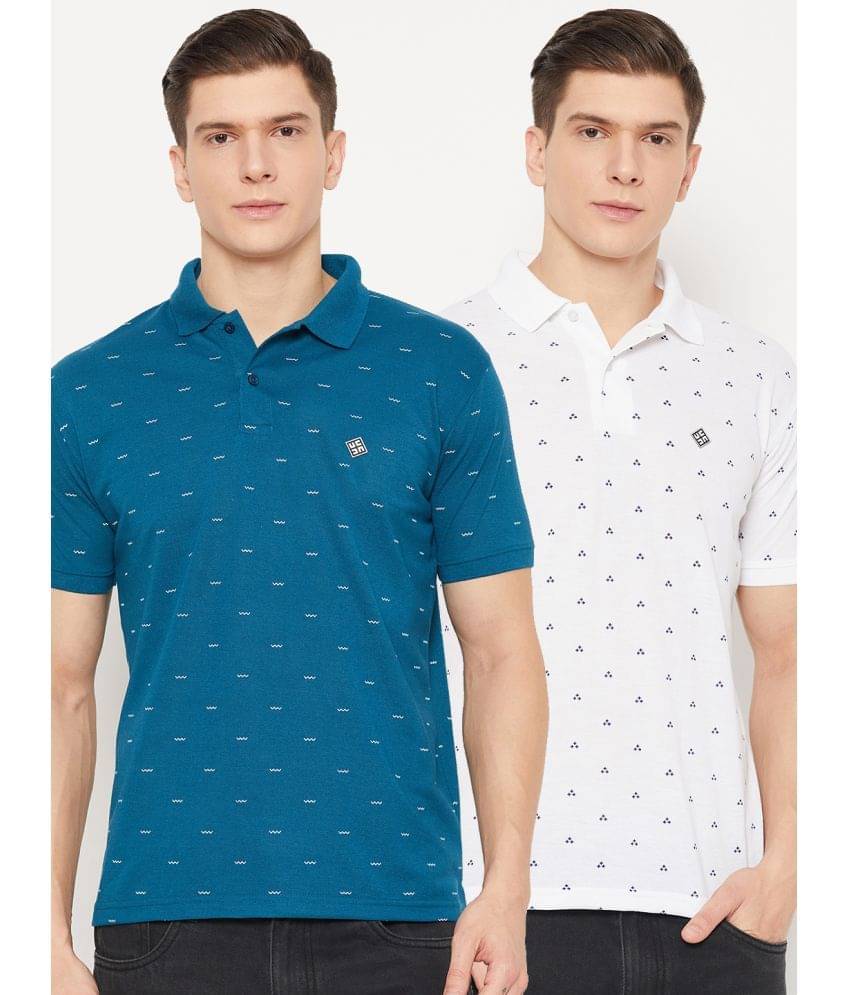 UBX Pack of 2 Polyester Regular Fit Printed Half Sleeves Men's Polo T Shirt ( Teal Blue ) UBX Pack of 2 Polyester Regular Fit Printed Half Sleeves Men's Polo T Shirt ( Teal Blue )