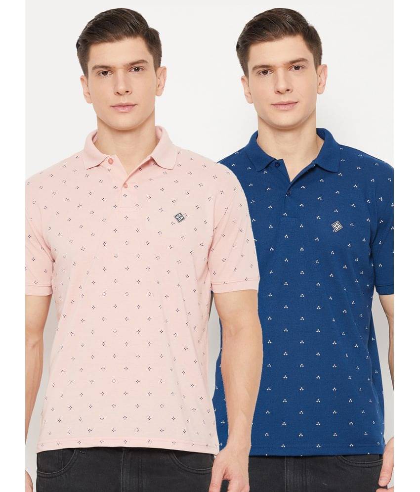     			UBX Pack of 2 Polyester Regular Fit Printed Half Sleeves Men's Polo T Shirt ( Pink )