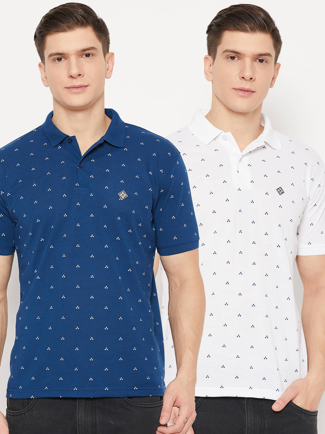 UBX Pack of 2 Polyester Regular Fit Printed Half Sleeves Men's Polo T Shirt ( Navy Blue ) UBX Pack of 2 Polyester Regular Fit Printed Half Sleeves Men's Polo T Shirt ( Navy Blue )
