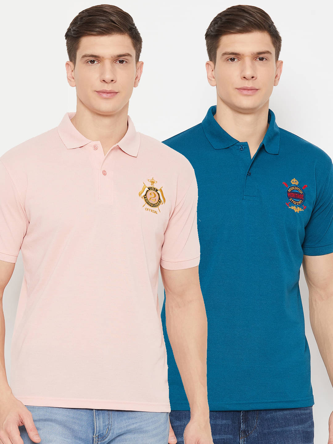     			UBX Pack of 2 Polyester Regular Fit Solid Half Sleeves Men's Polo T Shirt ( Pink )