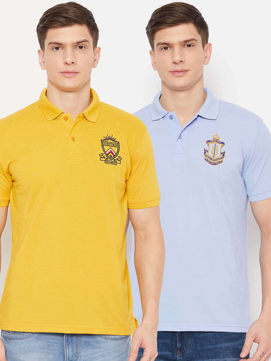     			UBX Pack of 2 Polyester Regular Fit Solid Half Sleeves Men's Polo T Shirt ( Mustard )