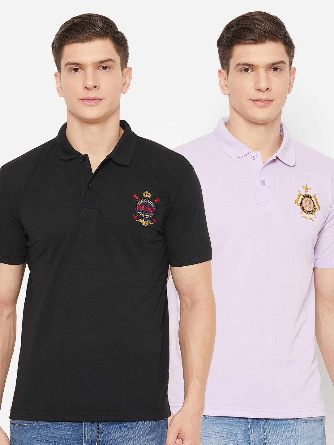     			UBX Pack of 2 Polyester Regular Fit Solid Half Sleeves Men's Polo T Shirt ( Black )