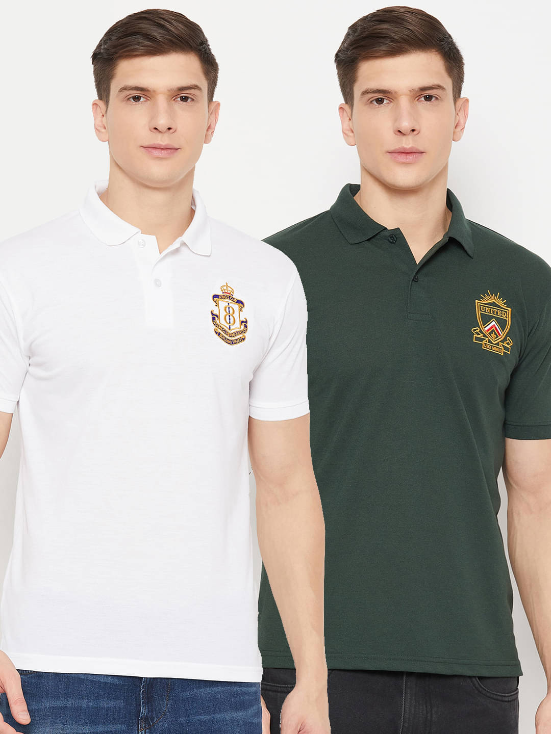     			UBX Pack of 2 Polyester Regular Fit Solid Half Sleeves Men's Polo T Shirt ( White )